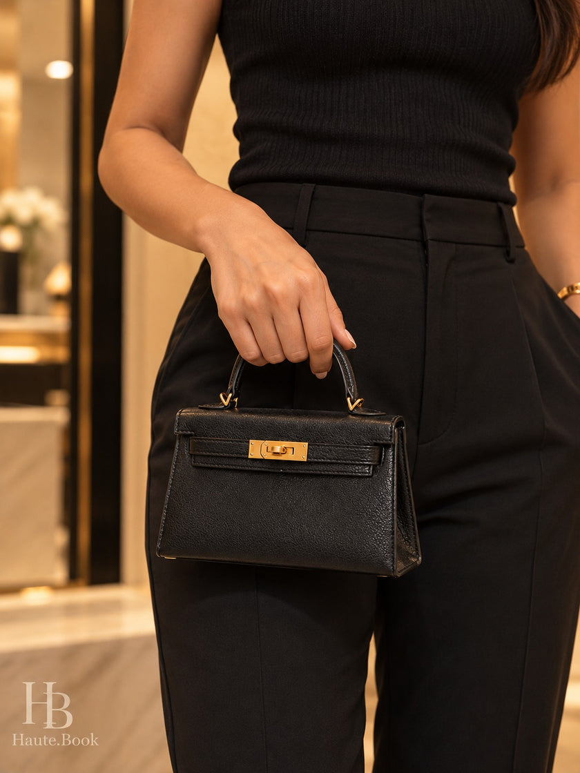[Brand New] HERMÈS Mini Kelly Noir 89 Black Chevre Gold Hardware