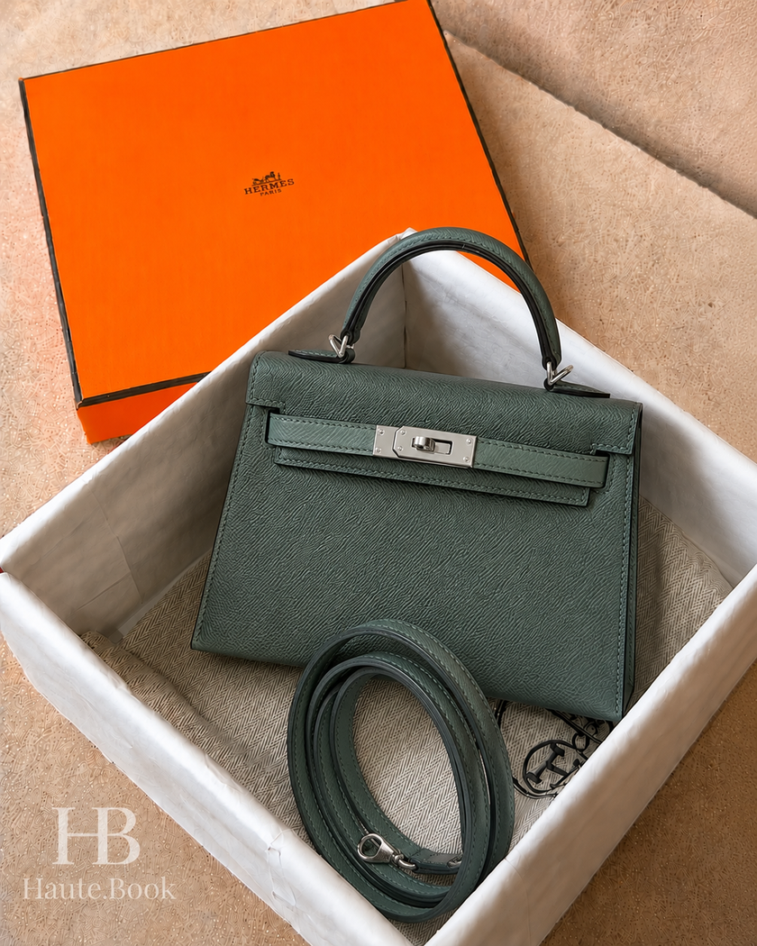 [Price on Request] HERMES Mini Kelly Tricolore - Vert Amande / Noir Epsom / Vert Mangrove