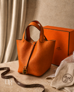 [Brand New] HERMES Picotin Lock 18 Orange Clemence Gold Hardware