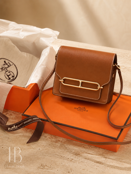 HERMES Roulis Mini Fauve 34 Barenia Gold Hardware