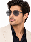 MONTBLANC Grey Oval Men's Sunglasses