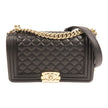 CHANEL Lambskin Leather Boy 25 Shoulder Bag - Black WARWHOUSE