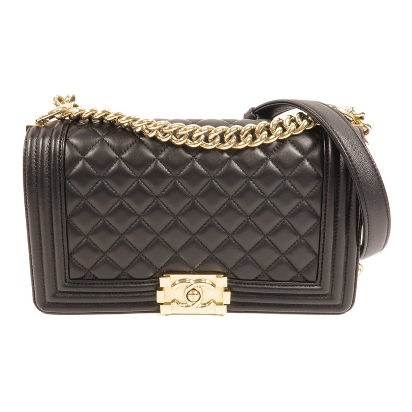 CHANEL Lambskin Leather Boy 25 Shoulder Bag - Black WARWHOUSE