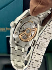 Audemars Piguet Royal Oak 15551ST.ZZ.1356ST.01Stainless Steel Diamond Bezel light blue “Grande Tapisserie” Dial 37mm