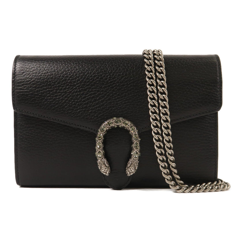 GUCCI Dionysus Leather Chain Shoulder Bag - Black