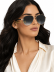 JIMMY CHOO Grey Shaded Pilot Ladies Sunglasses JIMENA/S 02M2/9O 60