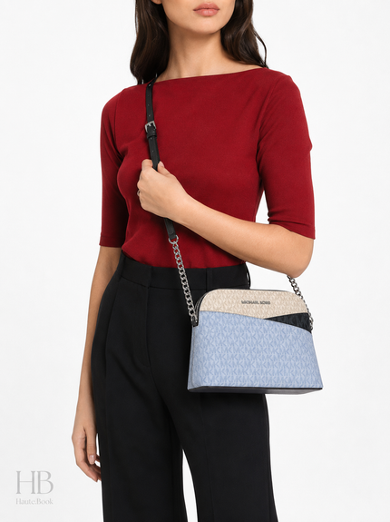 MICHAEL KORS Jet Set Travel Color-Block Signature Logo Crossbody Bag