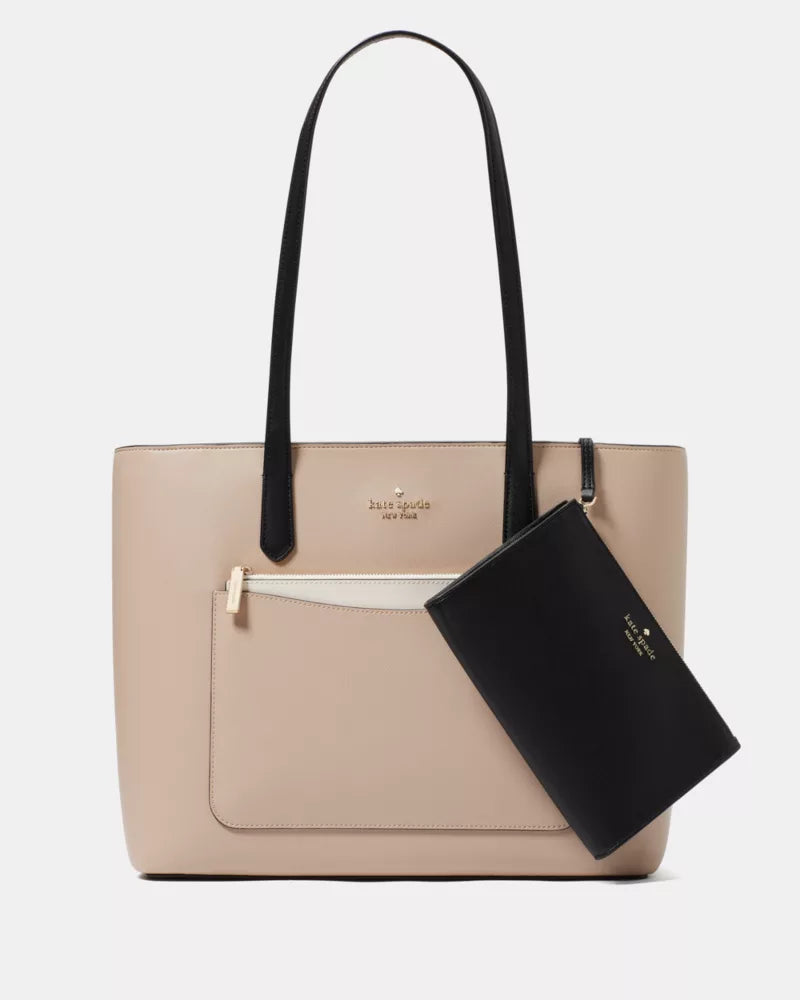 KATE SPADE Staci Colorblock Leather Large Tote Set - Warm Beige Multi