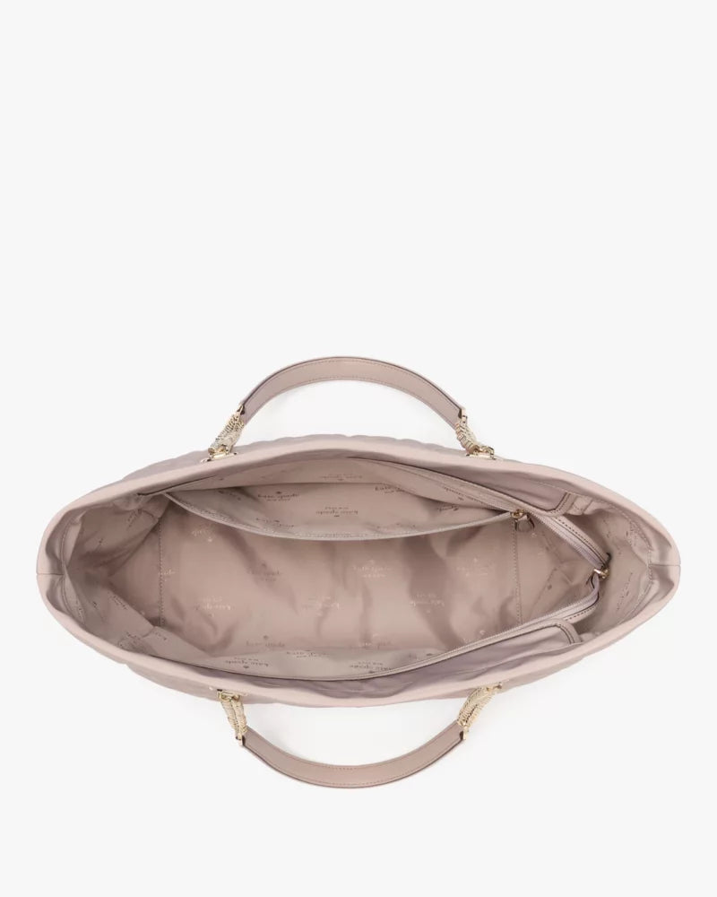 KATE SPADE Spade Flower Quilted Fabric XL Tote - Cozy Grey