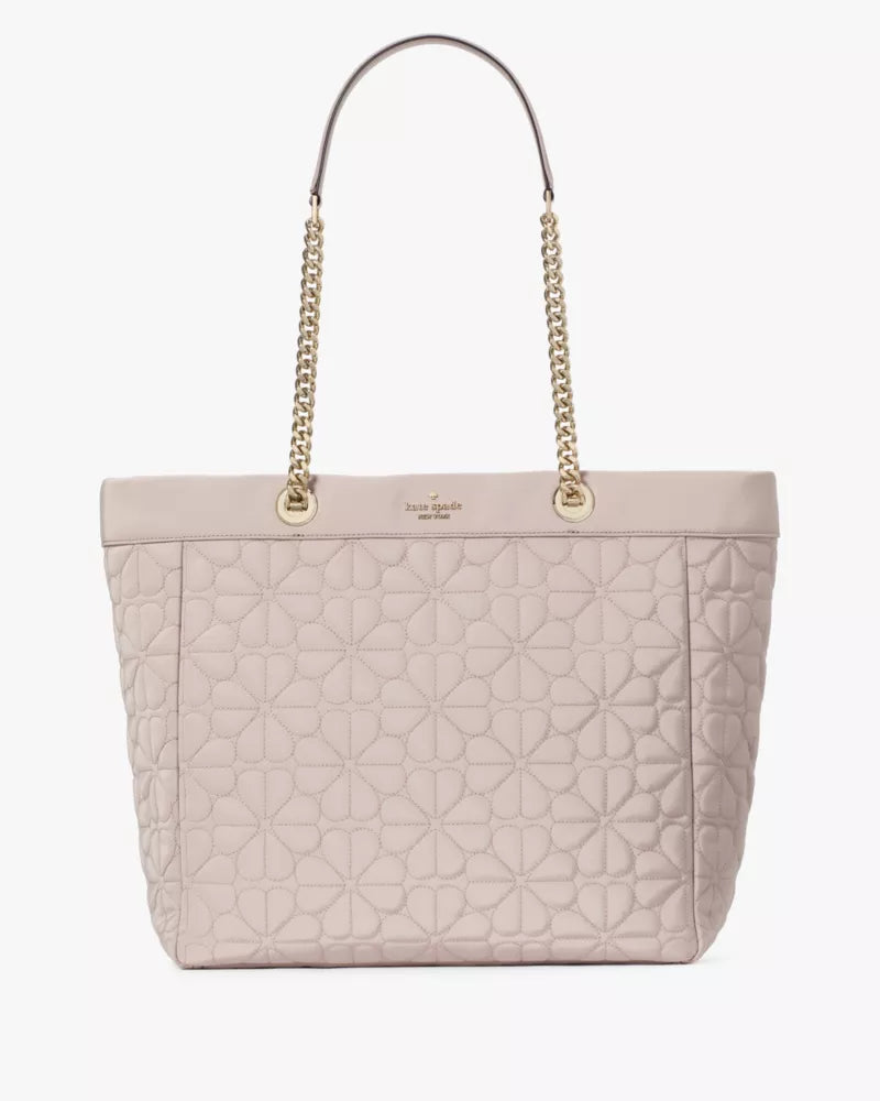 KATE SPADE Spade Flower Quilted Fabric XL Tote - Cozy Grey