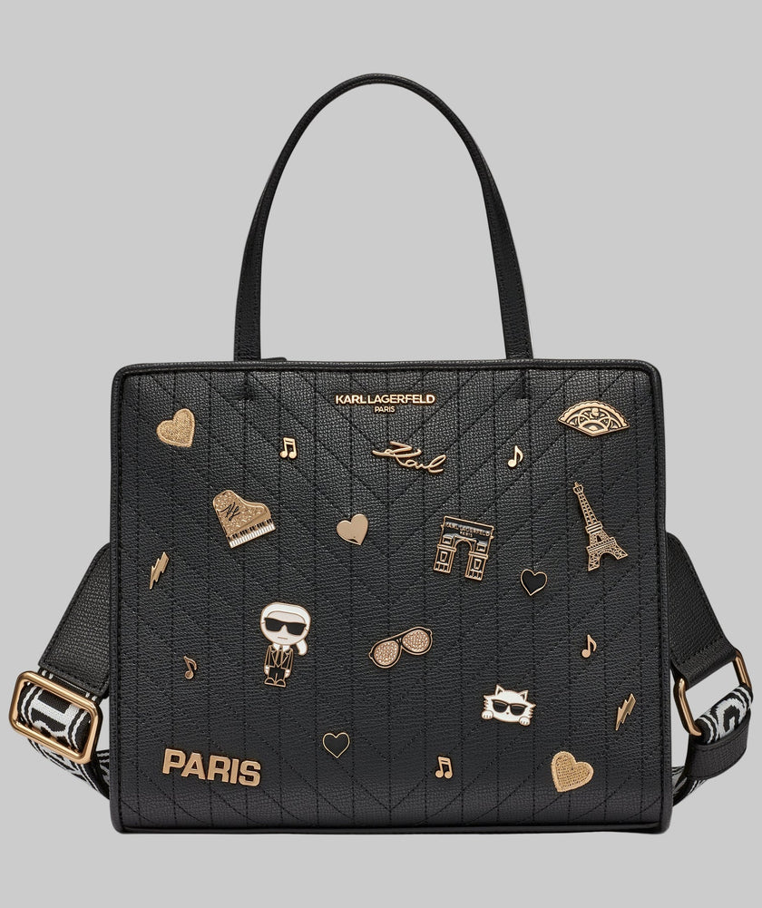 KARL LAGERFELD Maybelle Satchel With Pins - Black