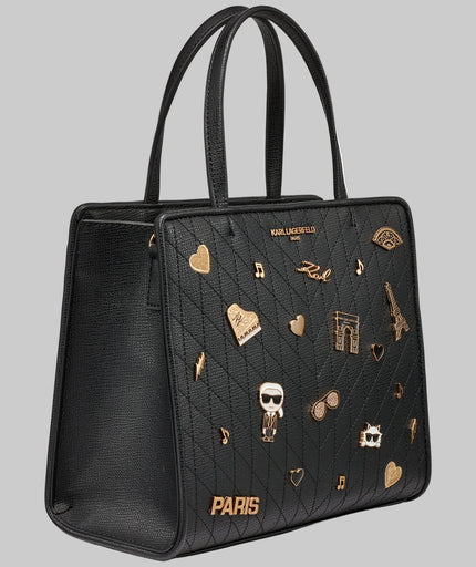 KARL LAGERFELD Maybelle Satchel With Pins - Black