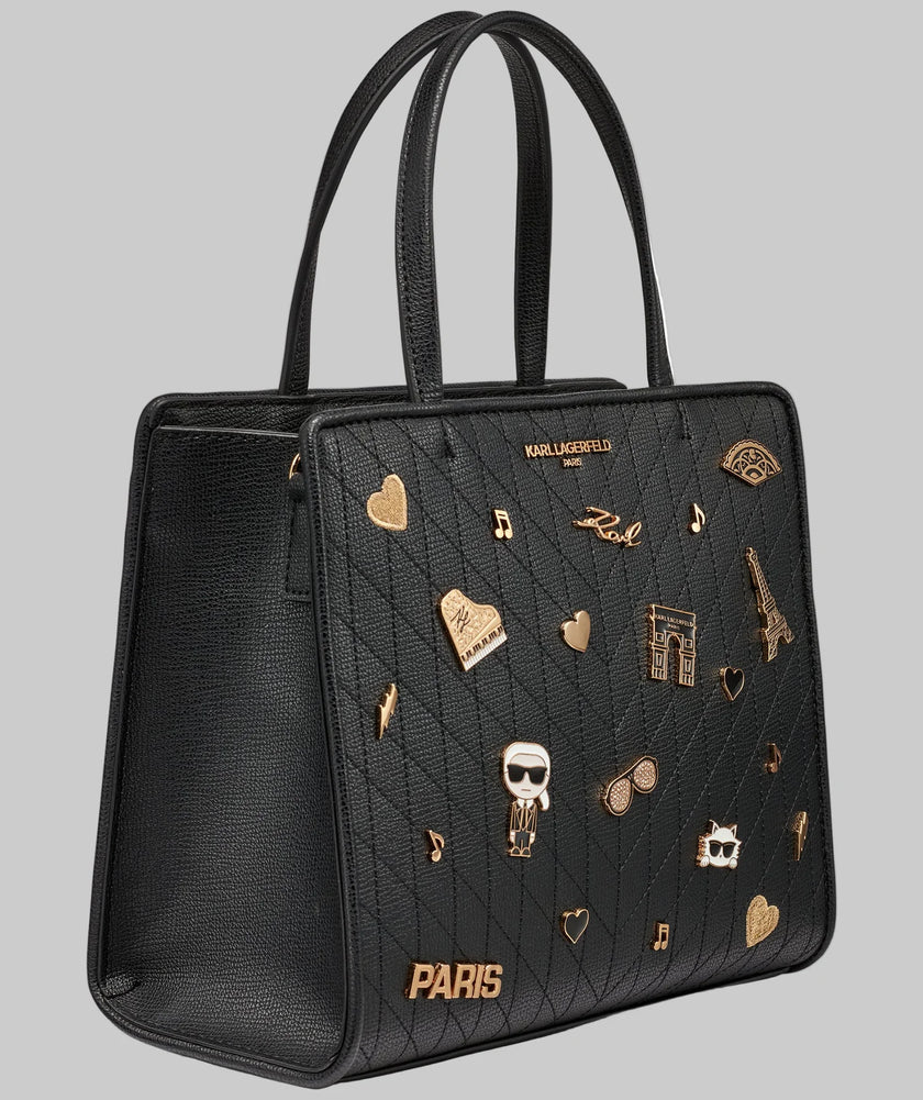 KARL LAGERFELD Maybelle Satchel With Pins - Black