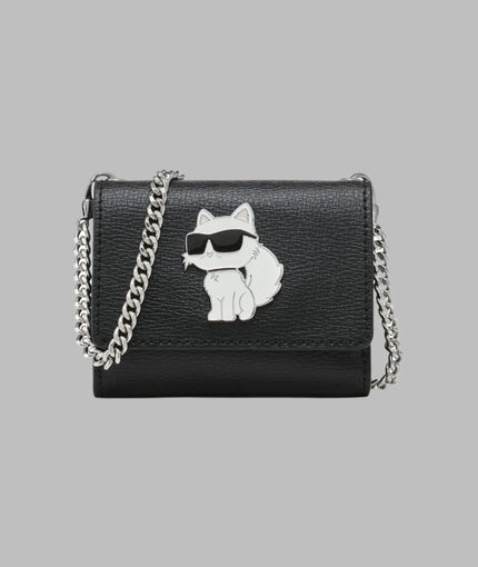 KARL LAGERFELD Small Wallet On Chain - Black - CHOUPETTE