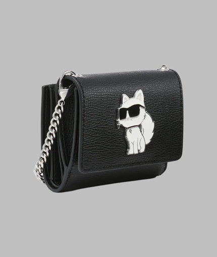 KARL LAGERFELD Small Wallet On Chain - Black - CHOUPETTE