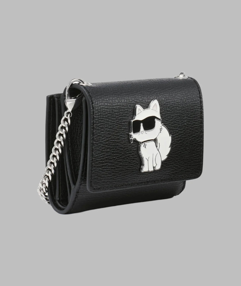 KARL LAGERFELD Small Wallet On Chain - Black - CHOUPETTE