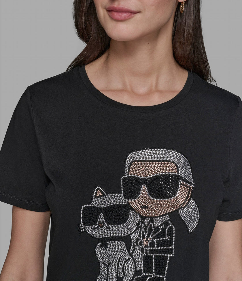 KARL LAGERFELD Round Head Duo Tee - Black