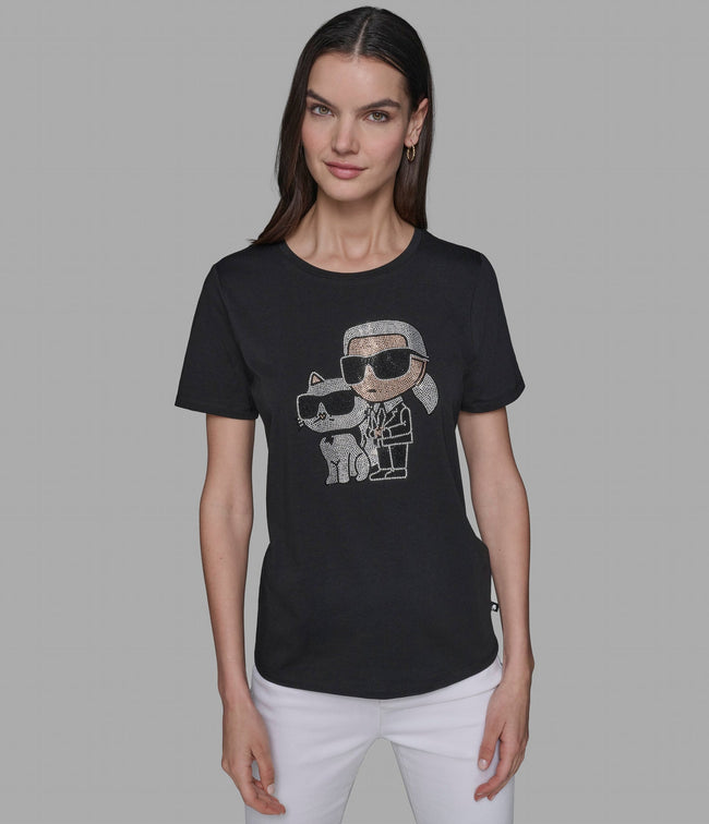 KARL LAGERFELD Round Head Duo Tee - Black