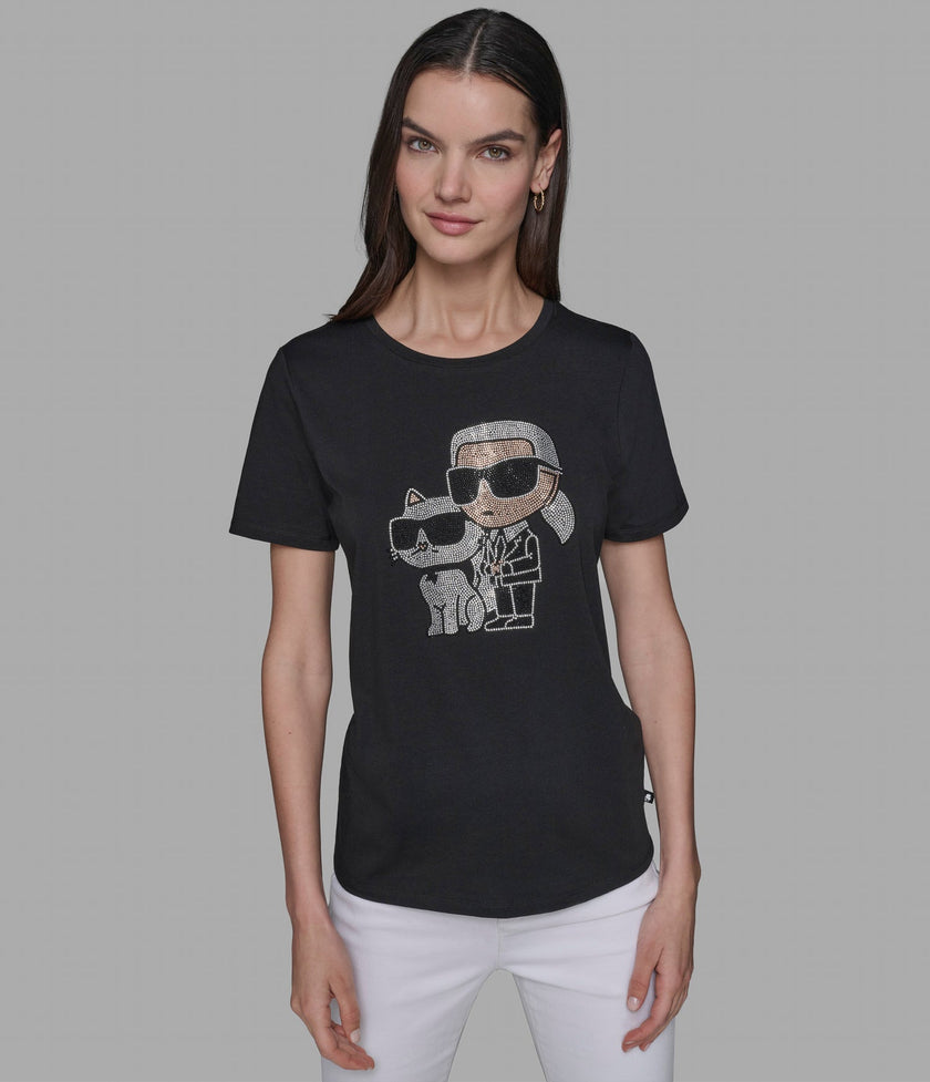 KARL LAGERFELD Round Head Duo Tee - Black