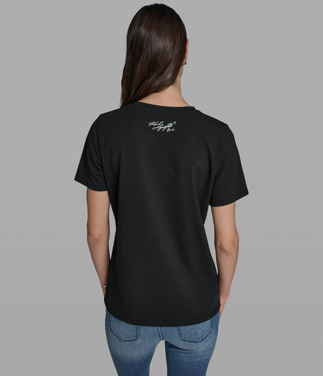 KARL LAGERFELD Cotton Jersey Beekeeper Karl Tee - Black