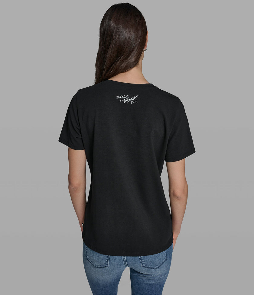 KARL LAGERFELD Cotton Jersey Beekeeper Karl Tee - Black