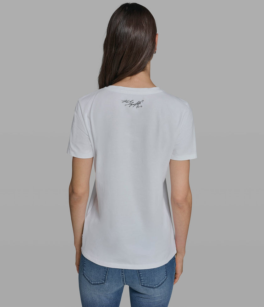 KARL LAGERFELD Cotton Jersey Beekeeper Karl Tee - White