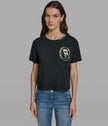 KARL LAGERFELD Cropped Cotton Jersey Karl Floral Tee