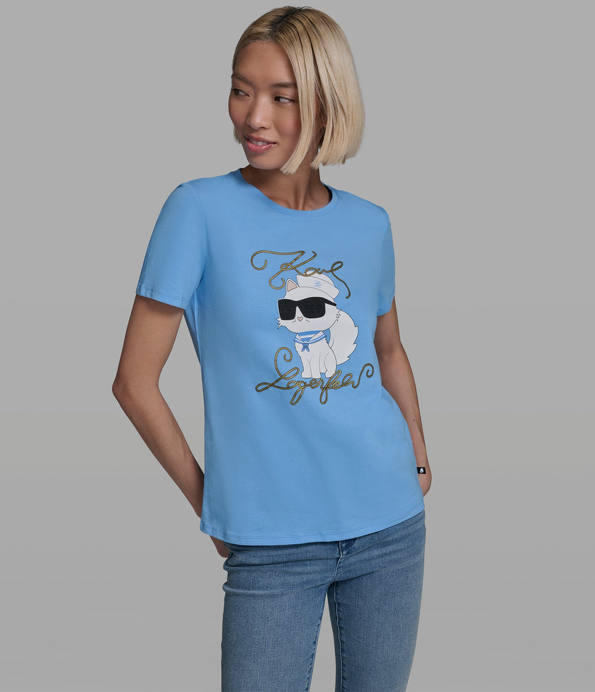 KARL LAGERFELD Cotton Jersey Choupette Sailor Tee