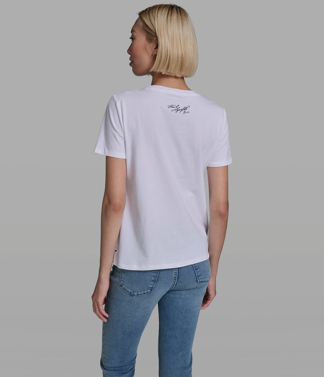 KARL LAGERFELD Cotton Jersey Karl Et Choupette Outline Tee