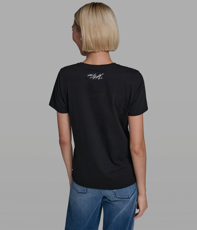 KARL LAGERFELD Cotton Jersey Rose Quote Tee