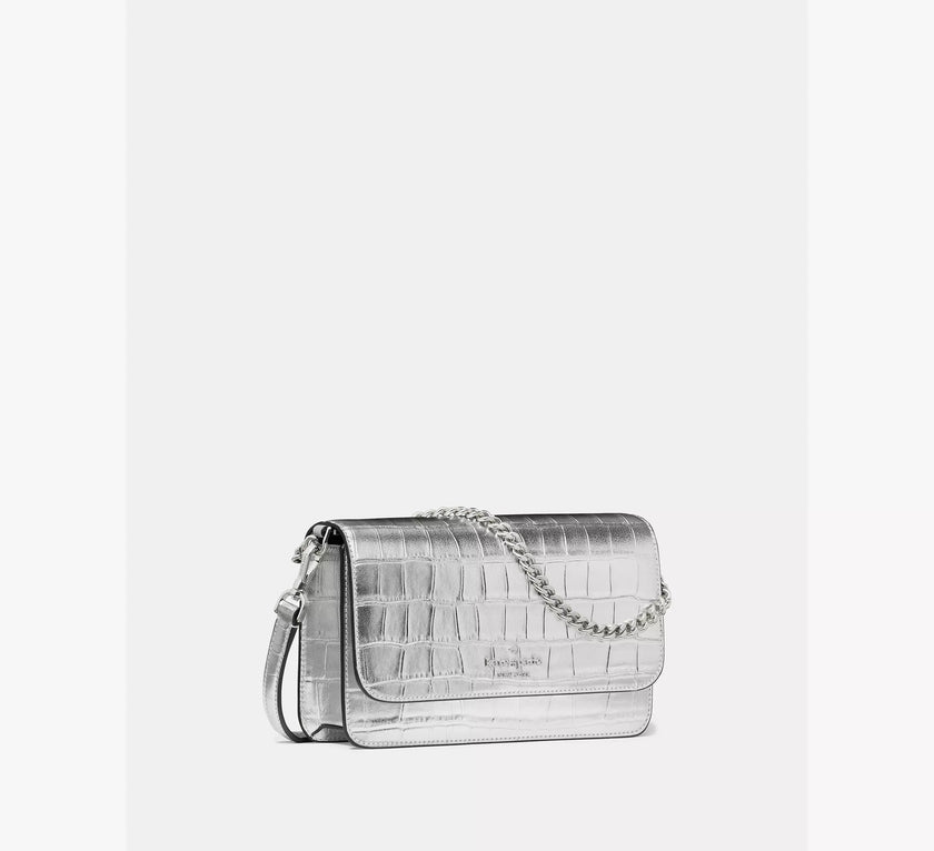 KATE SPADE Phoebe Colorblock Refined Grain Leather Turnlock Wallet On A Chain - Toasted Hazelnut Multi