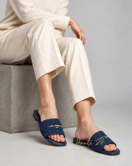 [At India] KARL LAGERFELD Cati Quilted Slide Sandal