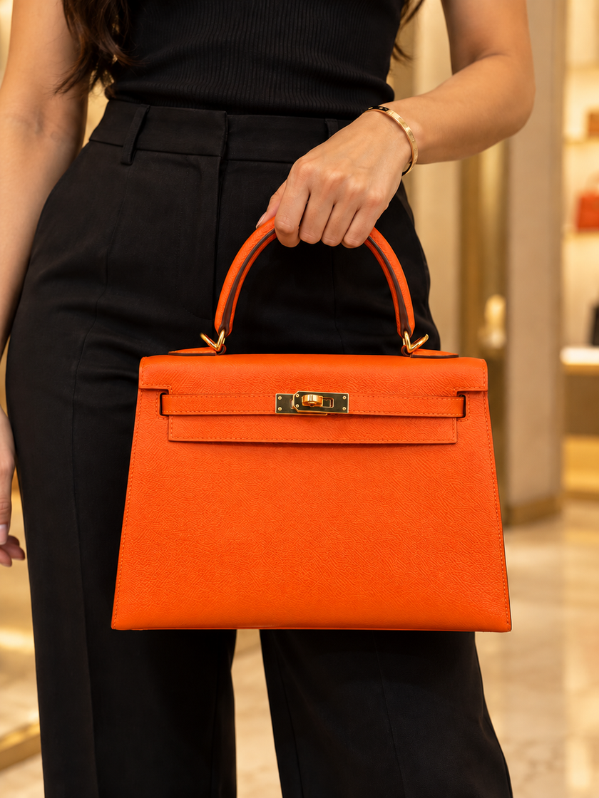 [Price on Request/Unused] HERMES Kelly 25 Orange Epsom GHW