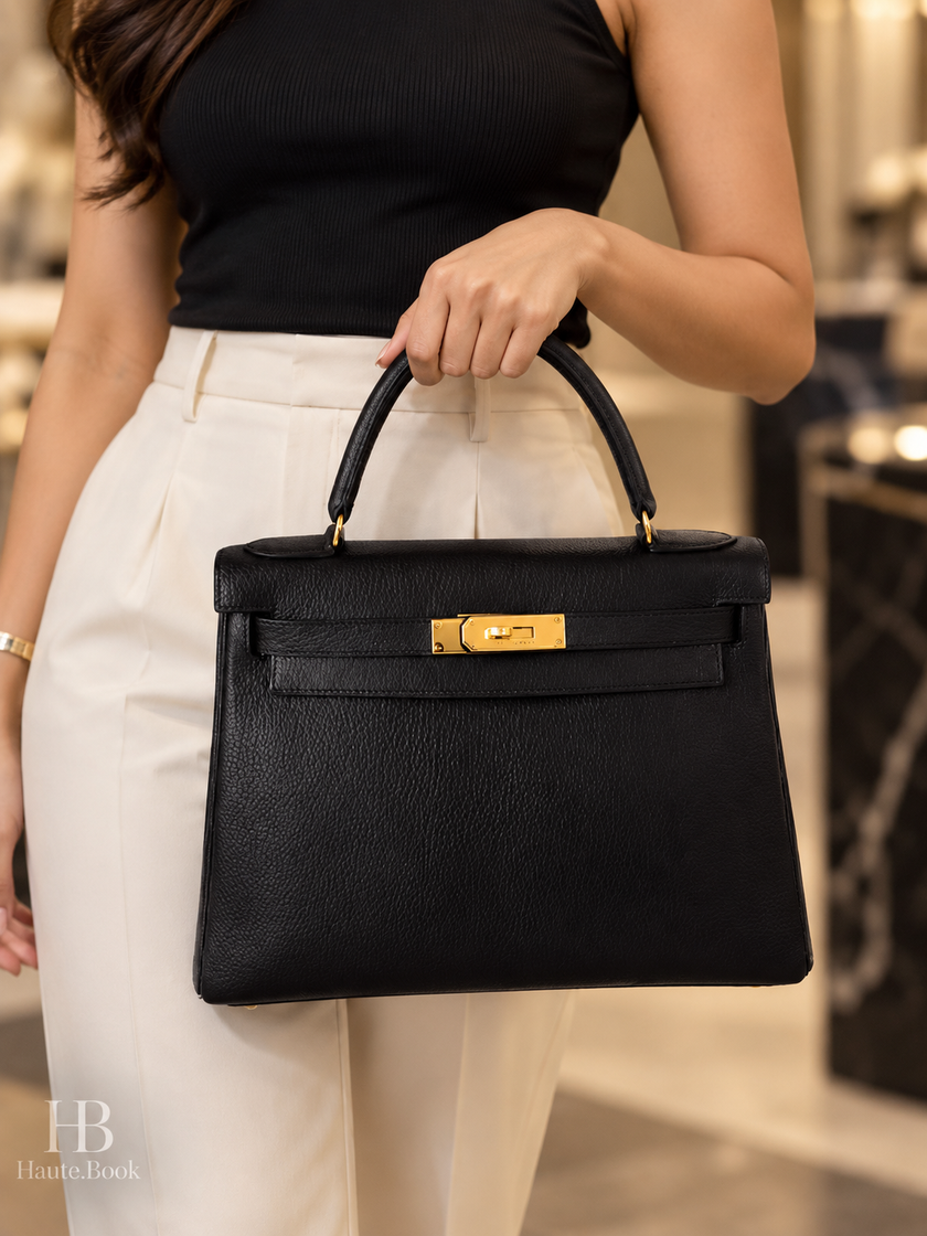 [Brand New] HERMÈS Kelly 28 Black Ardennes Leather GHW