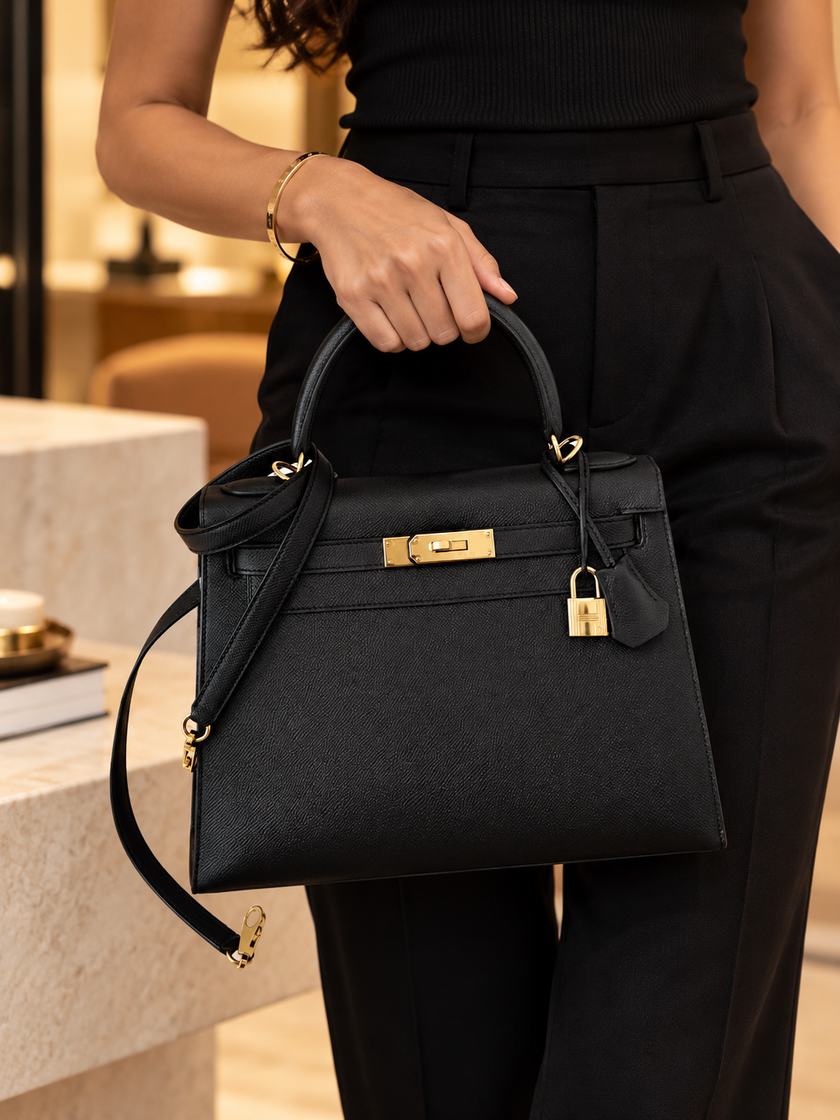 [Unused] HERMES Kelly 28 Black Epsom GHW
