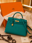 [Lightly Used] HERMES Kelly 32 Malachite Epsom Leather