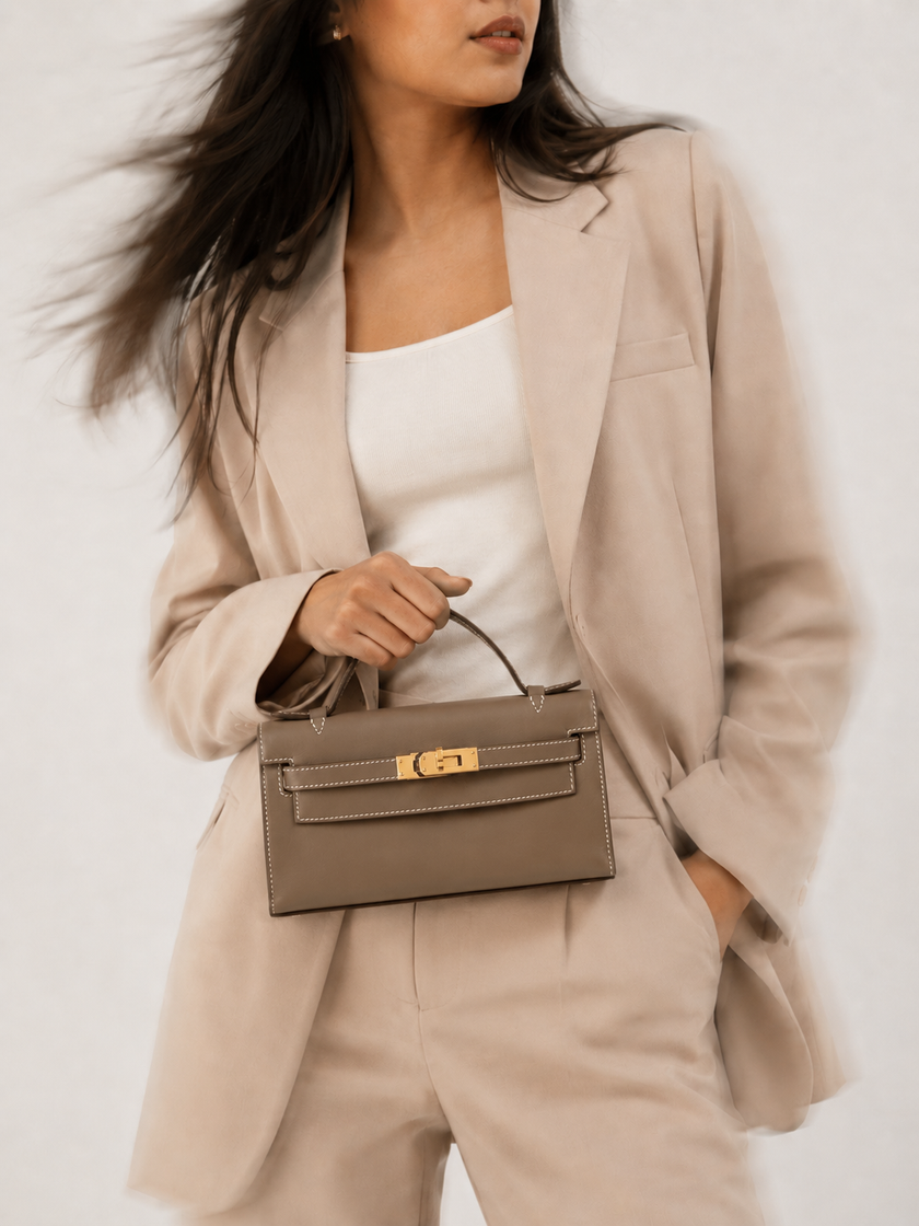 [Brand New] HERMES Kelly Pochette Etoupe