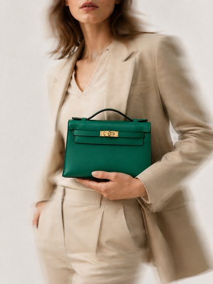 [Mint Condition/Like New] HERMES Kelly Pochette Vert Vertigo