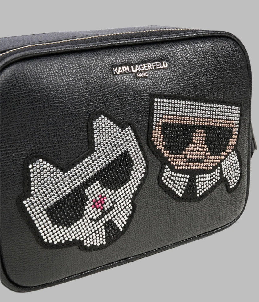 KARL LAGERFELD Maybelle Rhinestone Duo Camera Crossbody Bag