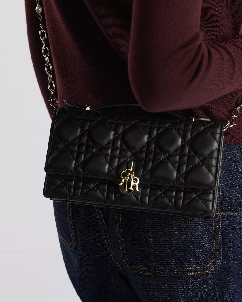 DIOR My Dior Mini Bag Lambskin Leather, Black Caning