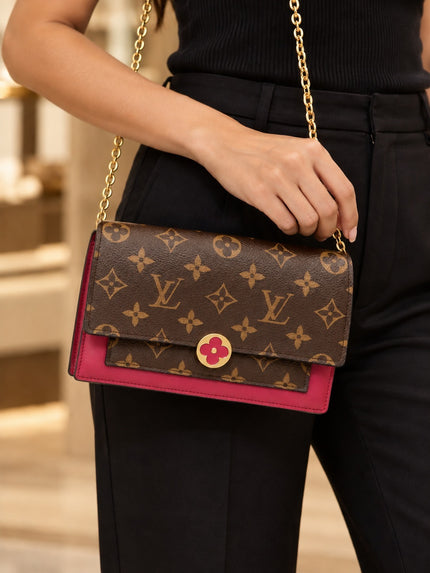 LOUIS VUITTON Monogram Portefeuille Flore Chain Shoulder Bag