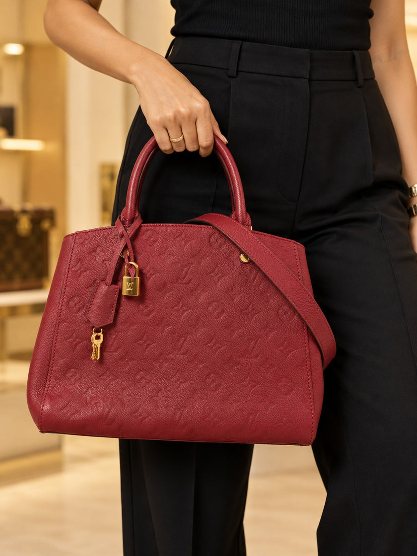 LOUIS VUITTON Monogram Empreinte Montaigne MM Handbag/Shoulder Bag