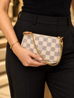 LOUIS VUITTON Damier Azur Mini Pochette Accessories Chain Handbag