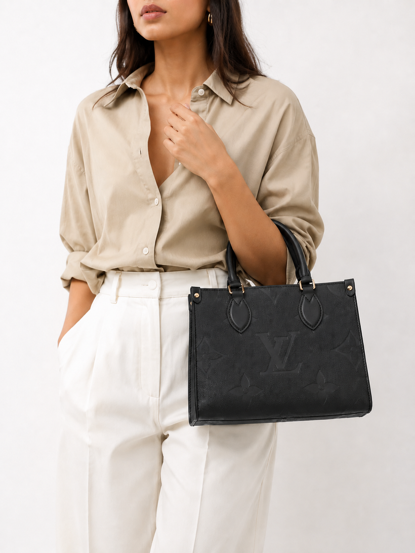 LOUIS VUITTON Onthego Noir Monogram Empreinte Leather Size PM