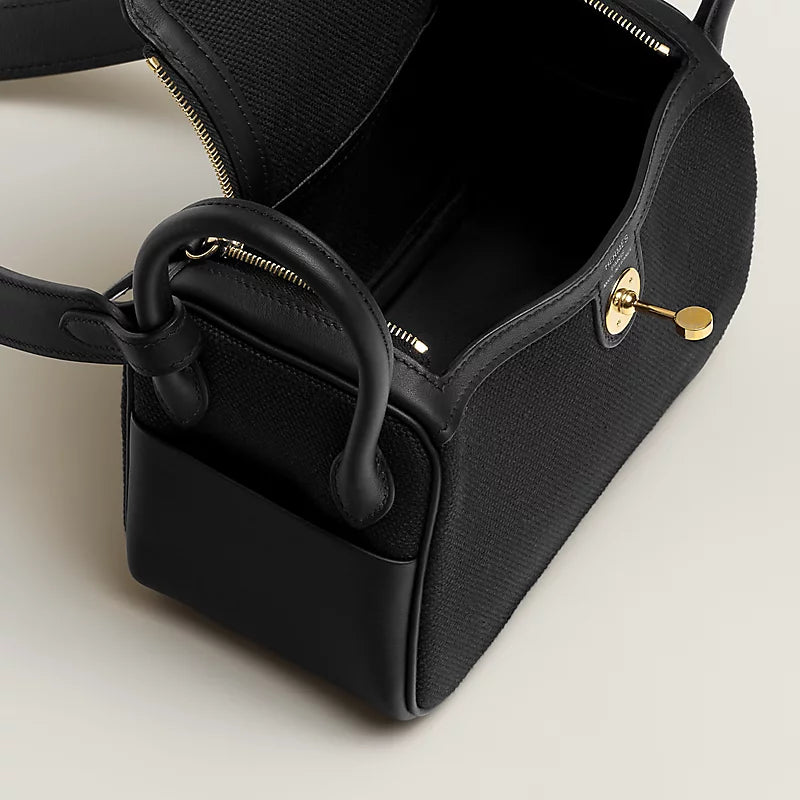 [Brand New] HERMES Lindy II mini bag Toile & Cuir Noir