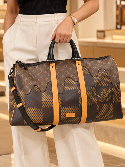 LOUIS VUITTON Boston Bag Damier Ebene Giant/Monogram Keepall Bandoulière