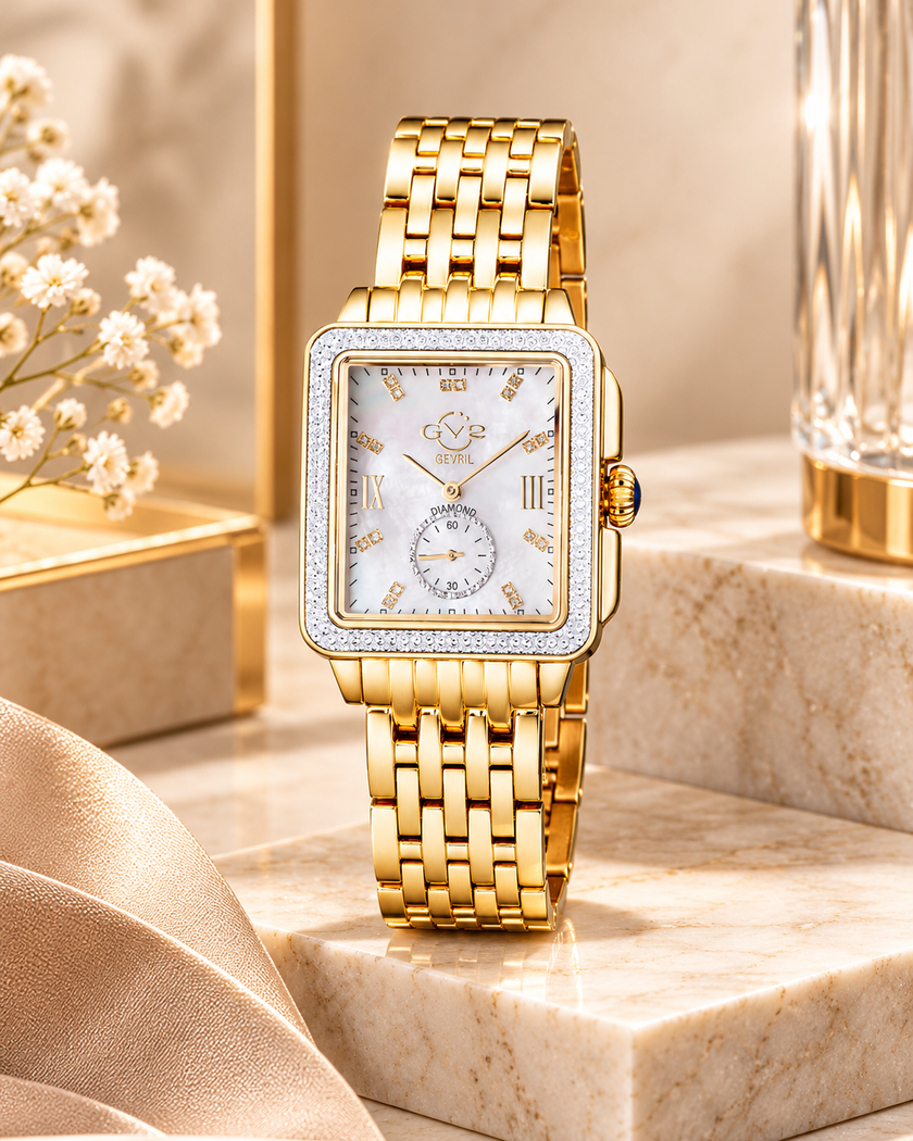GV2 BY GEVRIL Bari Tortoise Mother of Pearl Dial Ladies Watch