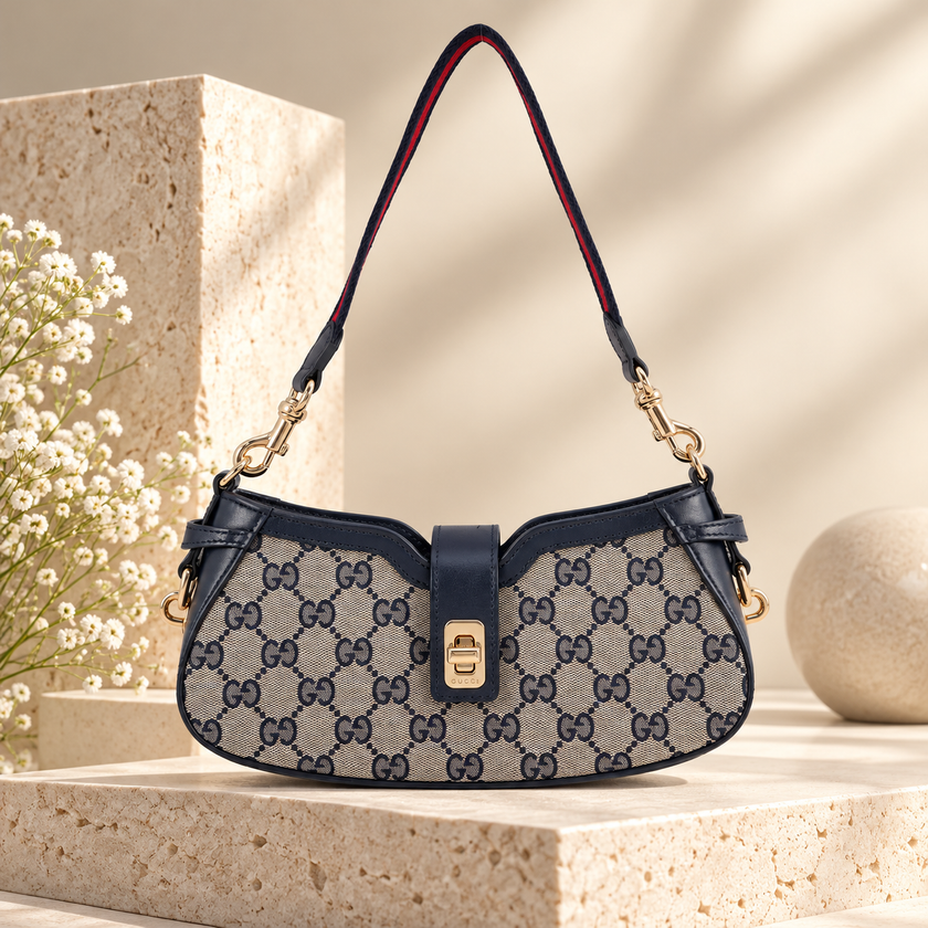 GUCCI Moonside Shoulder Mini - Beige/Navy