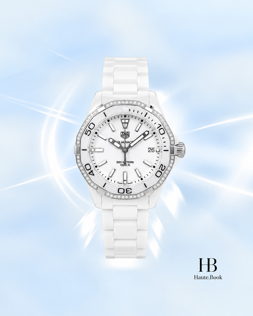 [Brand New]   TAG HEUER Aquaracer White Ceramic Diamond Bezel WAY1396.BH0717 35 mm