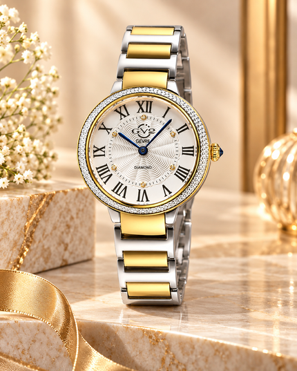 GV2 BY GEVRIL Rome Brillante Quartz White Dial Ladies Watch